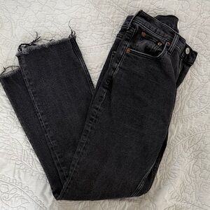 Abercrombie & Fitch Washed Black Ultra High Rise Ankle Straight size 24